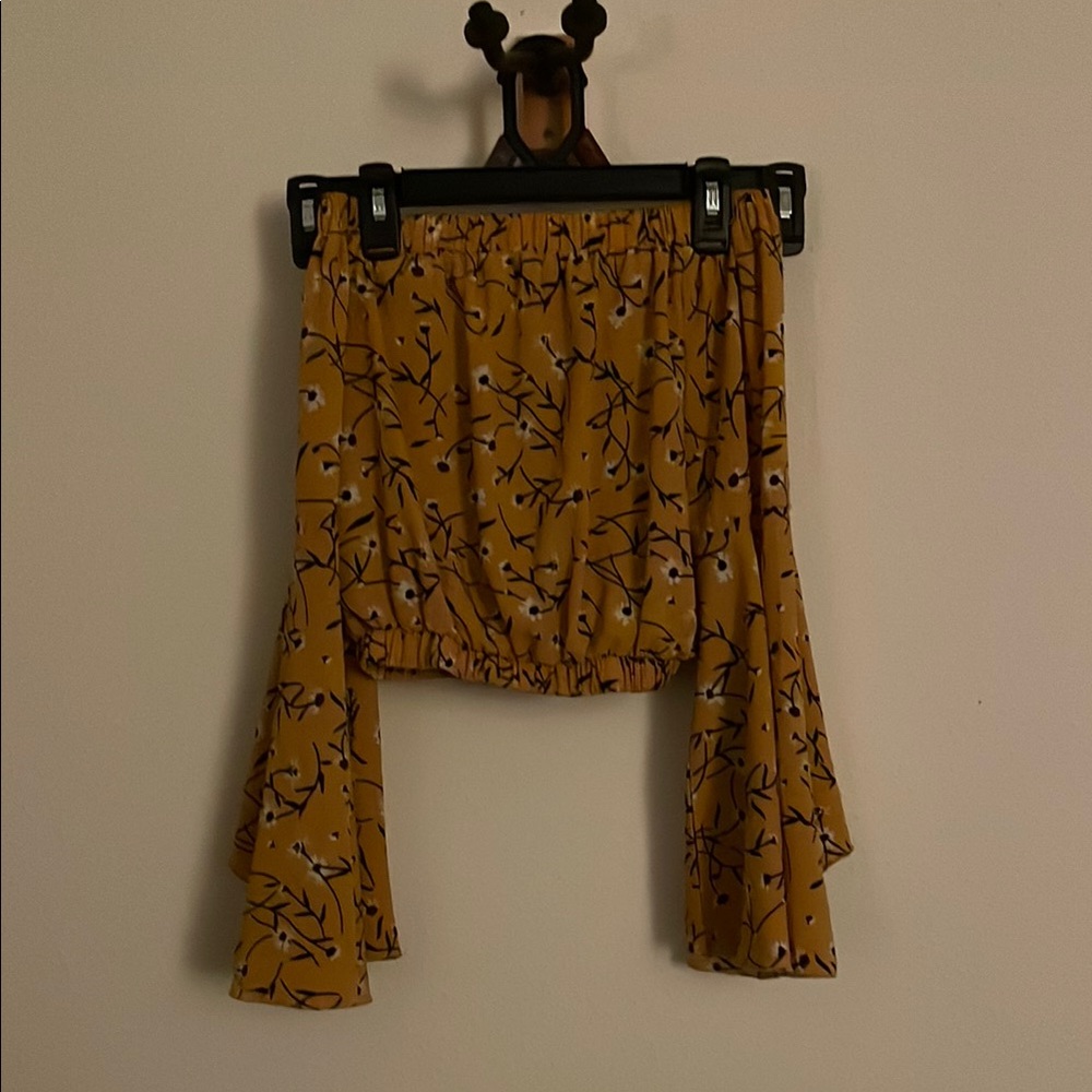 Floral Yellow Off-Shoulder Top